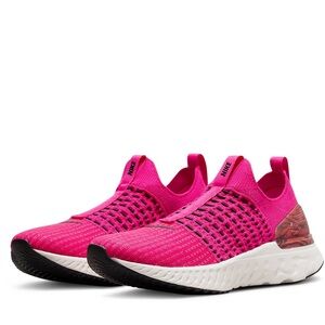 Nike React Phantom Run Flyknit 2 Running Shoes Pink Black Women's Size 9.5